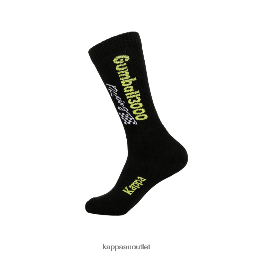 Kappa Unisex Authentic Andre 1 Pack Gumball 3000 Socks Black White Lime R0HPN8358