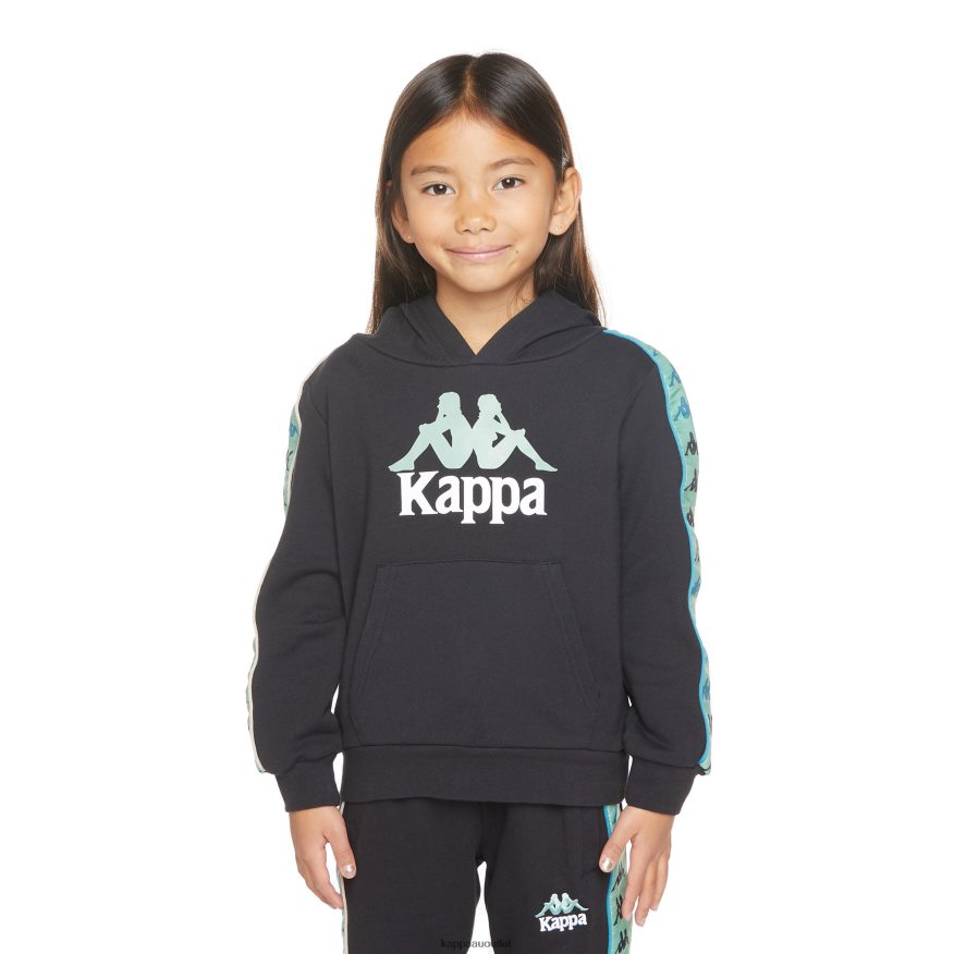 Kappa Kids Kids 222 Banda Rocket Hoodie Black Smoke Sage R0HPN8508