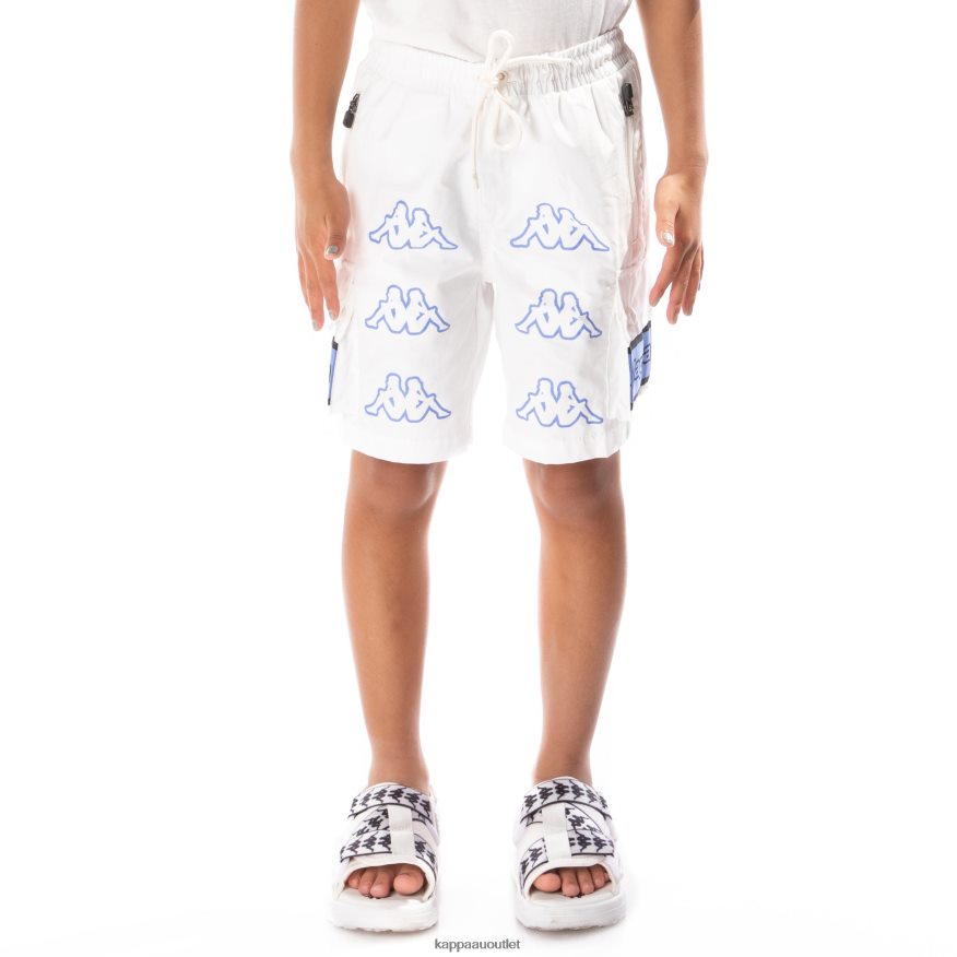 Kappa Kids Kids Logo Tape Esso Cargo Shorts White Blue R0HPN8790