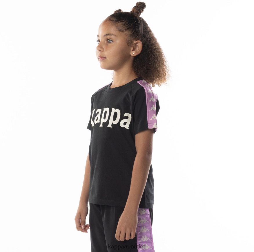 Kappa Kids Kids 222 Banda Balima T-Shirt Black Smoke Violet R0HPN8698