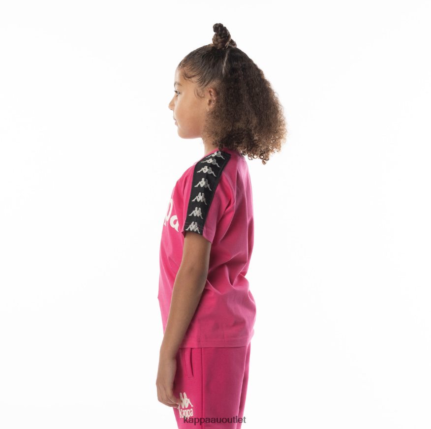 Kappa Kids Kids 222 Banda Balima T-Shirt Pink Black R0HPN8697