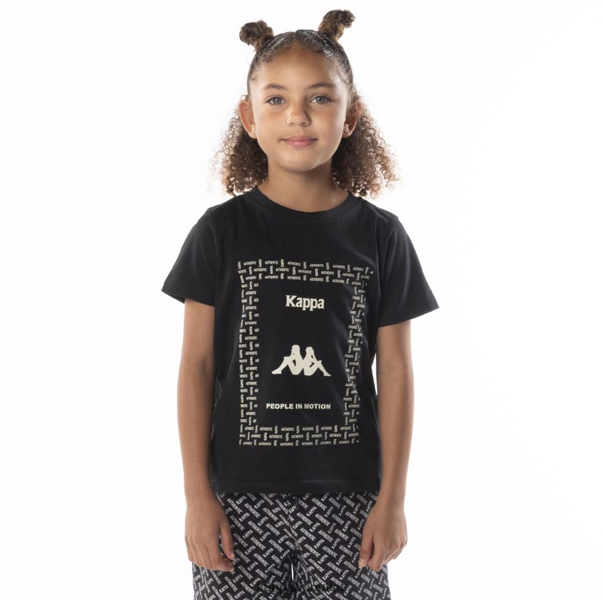 Kappa Kids Kids Authentic Graphy T-Shirt Black Smoke Sand R0HPN8687