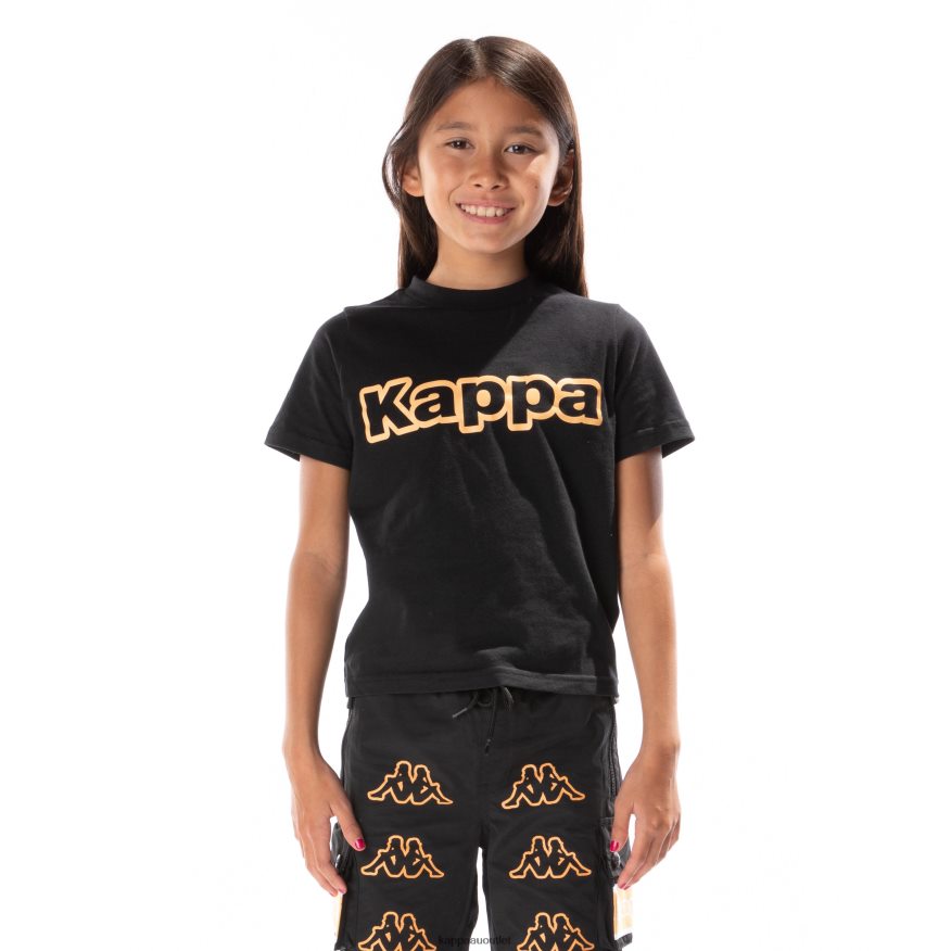 Kappa Kids Kids Logo Tape Erco T-Shirt Black Smoke Orange R0HPN8681