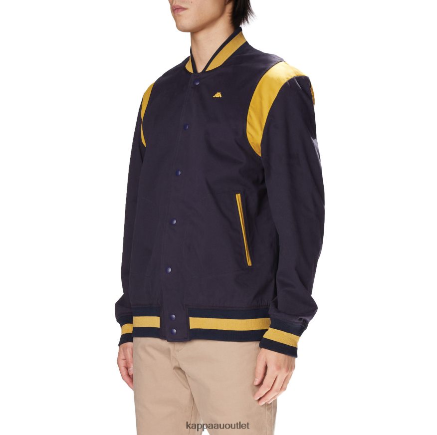 Kappa Men Robe Giovani Naons Varsity Jacket Navy Yellow R0HPN873