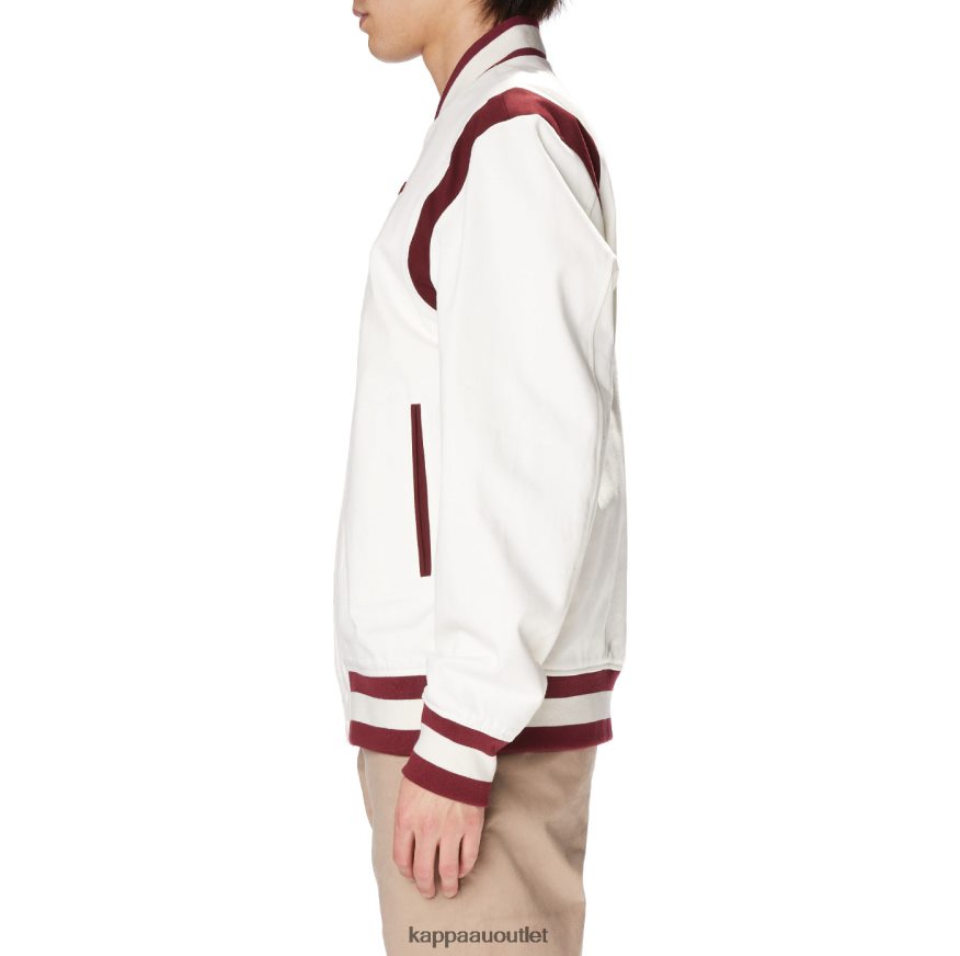 Kappa Men Robe Giovani Naons Varsity Jacket White Red R0HPN874