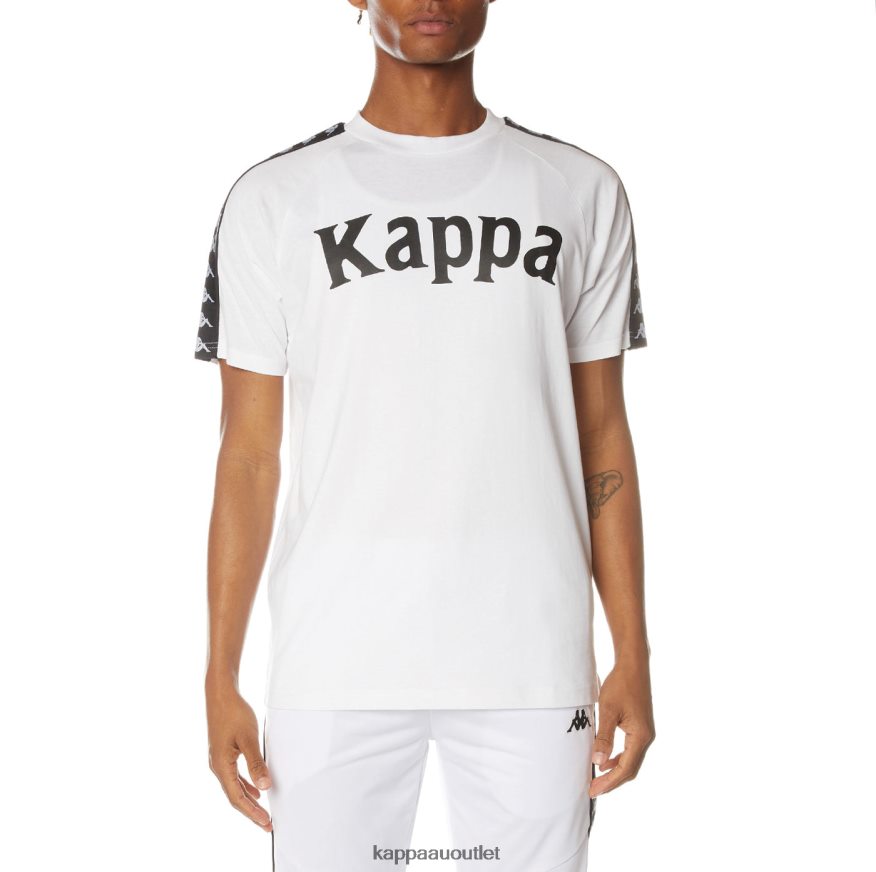Kappa Men 222 Banda Balima T-Shirt WHITE BLACK WHITE R0HPN8192